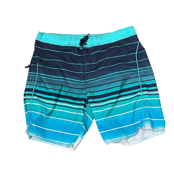 Roundtree & Yorke Swim Trunks Men Large Swimwear Board Short Striped Zip Pockets - Picture 1 of 9